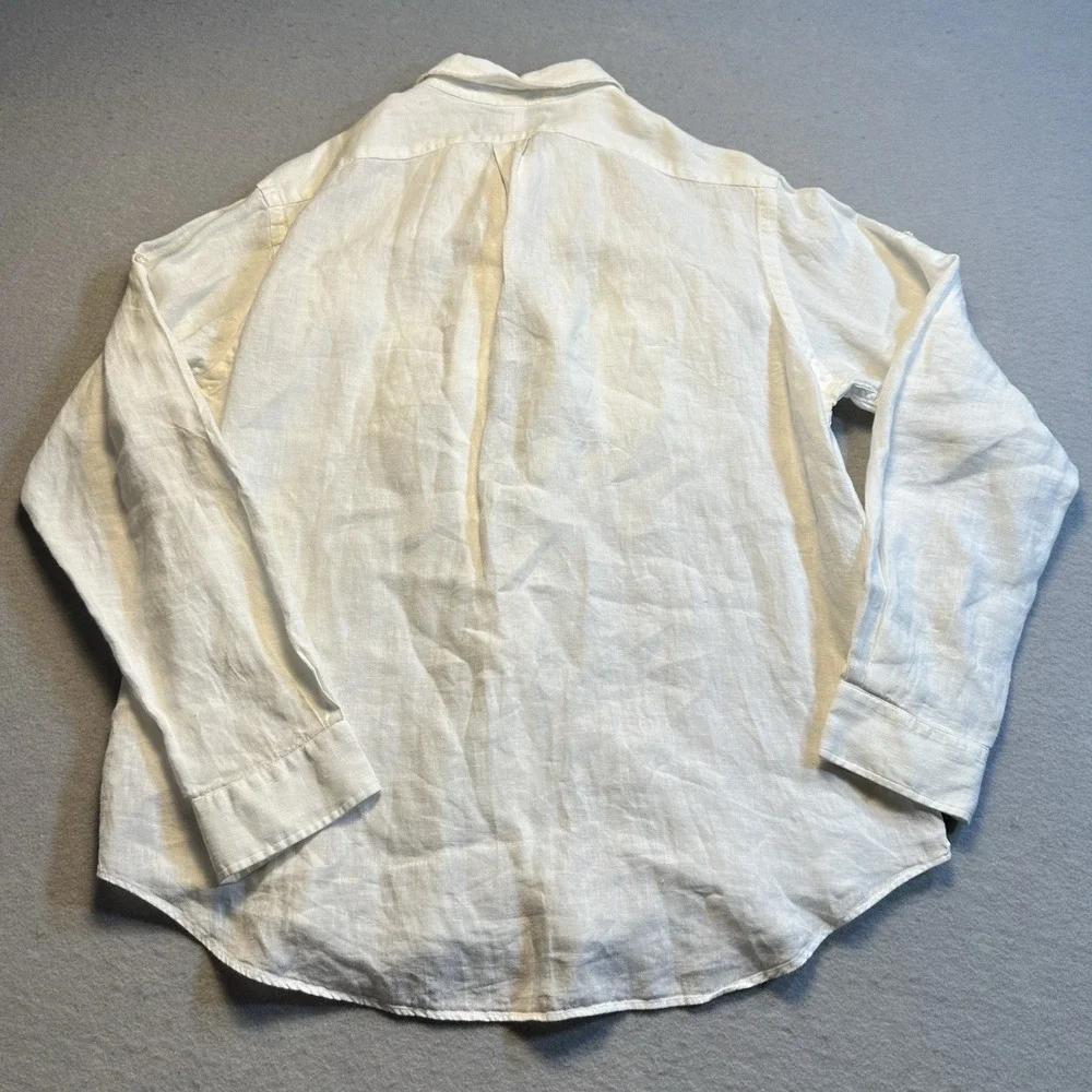 Polo Ralph Lauren Safari Utility Linen Shirt White Ivory Button Up Mens Large
